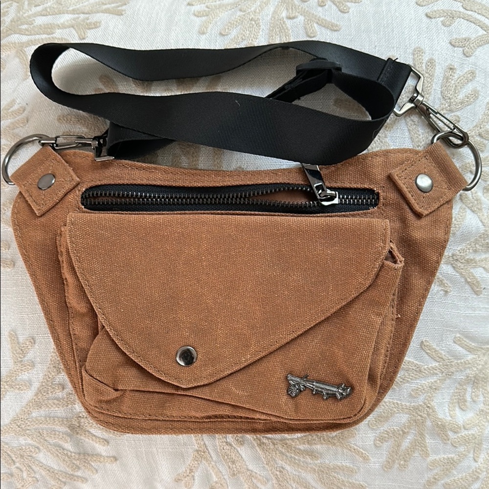 Brown and Black Crossbody Bag with Adjustable Strap